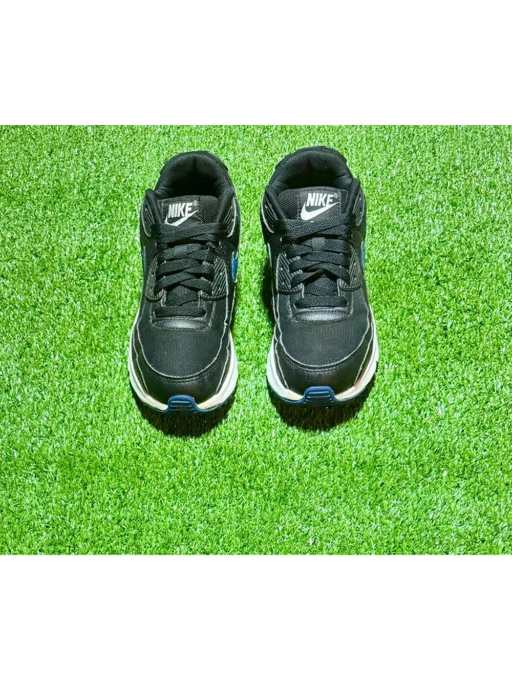Nike Air Max 90 Black Blue Youth Size 4Y